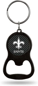 New Orleans Saints Keychain Bottle Opener Carbon Fiber Design Metal Football - Picture 1 of 1