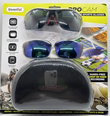 InvenTel PROCAM Video Recording Sports Glasses w/Interchangeable Lens & Case NEW - Image 1 of 4