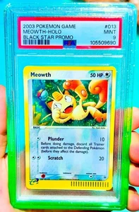 2003 Pokémon PSA 9 Meowth HOLO🚀🙀PROMO w/ SWIRL 🌀- 013 -& MELON 🍈 GRADEDGUARD - Picture 1 of 6