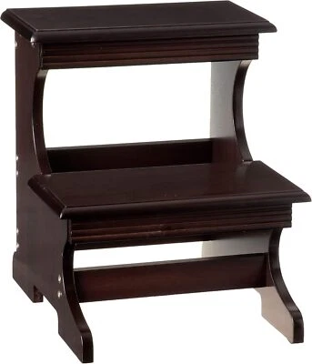 Dark Cherry Step Stool Wood Angled Edges Compartment Vintage Design 16X14 Inch - Image 1 of 4