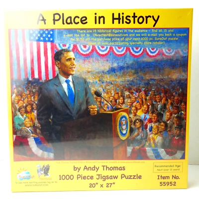 A Place in History 1000 Piece Jigsaw Puzzle with Barack Obama by Andy Thomas NEW - Image 1 of 4
