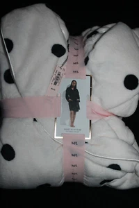 Victoria's VICTORIA Secret BLACK White POLKA DOT Short COZY Plush ROBE  M L - Picture 1 of 4