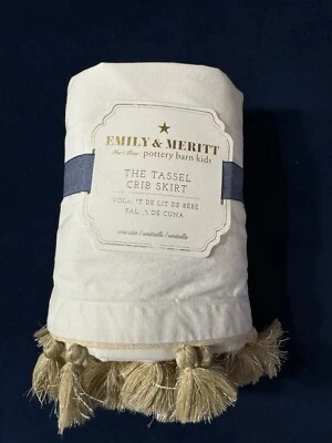 Falda de cuna Pottery Barn KIDS BABY Emily & Meritt borla ~ dorada (ligeramente usada) Foto 1 de 4