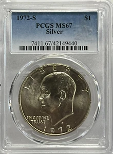 1972 S Eisenhower Silver Dollar PCGS MS 67 - Picture 1 of 4