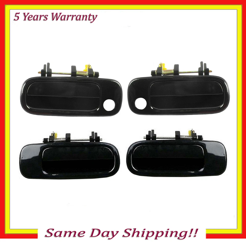 Outside Outer Door Handle 4PCS For 1992-1996 Toyota Camry Black 202 Front & Rear - Image 1 of 4