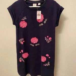 NWT gap kids blue rose dress sweatshirt s small 6-7 new short sleeve floral - Picture 1 of 5