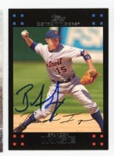 SIGNED BASEBALL CARD AUTO TOPPS 2007 BRANDON INGE DETROIT TIGERS #28