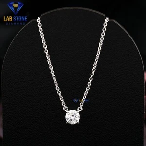 1.05 TCW Round Brilliant Cut Moissanite Diamond Pendant 10K White Gold Labstone - Picture 1 of 4