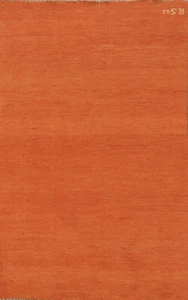 Handmade Gabbeh Solid Design Wool Modern Rug - Orange" 3x5 ft - Picture 1 of 18