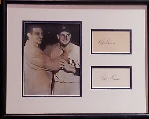 Framed Ralph Branca & Bobby Thompson Autographed 3x5 index card w/photo