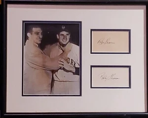 Framed Ralph Branca & Bobby Thompson Autographed 3x5 index card w/photo - Picture 1 of 4