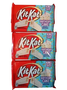 3 KING Sized KIT KAT Birthday Cake Candy Bar Creme with Sprinkles - Picture 1 of 8
