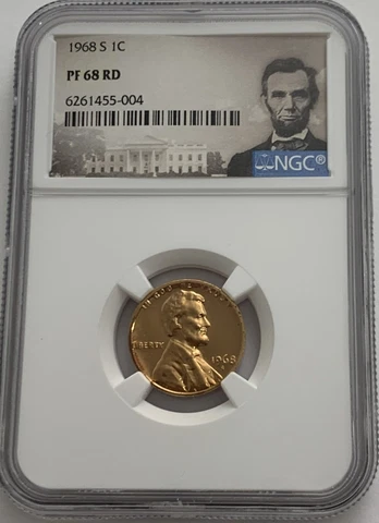 1968 S NGC PF68 RD RED PROOF LINCOLN MEMORIAL PENNY 1C PORTRAIT LABEL Cover