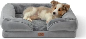 Orthopedic Dog Bed Removable Washable Cover, Waterproof Lining and Bottom, Grey - Picture 1 of 6