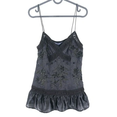 Blusa sin mangas FRENCH CONNECTION negra cuello en V 100 % seda talla 12 - M Foto 1 de 4