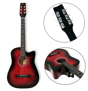 CHITARRA CLASSICA ACUSTICA 4/4 ADULTO 6 CORDE TRADIZIONALE LEGNO ROSSA NERA - Foto 1 di 25