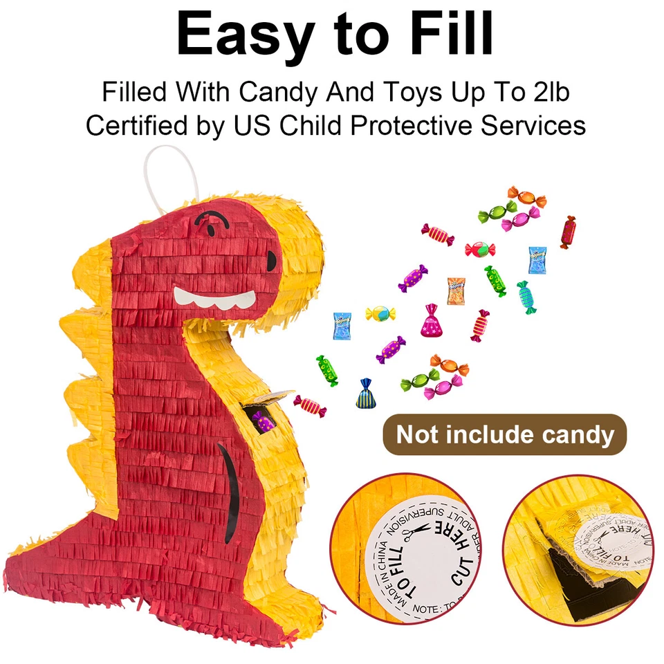 Piñata de dinosaurio con lazo colgante para niños cumpleaños piñata mexicana Cinco de Mayo Foto 1 de 4