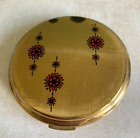 Vintage Stratton Textured Gold Tone with stylized Flowers Powder Compact #64