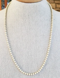 Vintage Oops A Daisy Off White Enamel Bead Ball Link Chain Necklace 25" GoldTone - Picture 1 of 5
