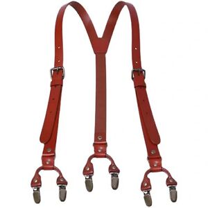 Mens Straps Belts Strong Suspenders Y-shaped Clothes Accessories Leather Hooks