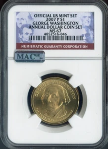 2007-P George Washington Dollar NGC MS67 Annual - 1st U.S. President - Picture 1 of 2