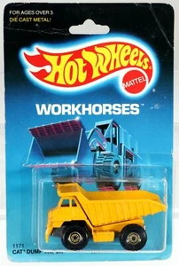 Hot Wheels Cat Dump Truck Workhorses Series - 1171 NRFP 1986 Yellow CTG 1:64 - Picture 1 of 4