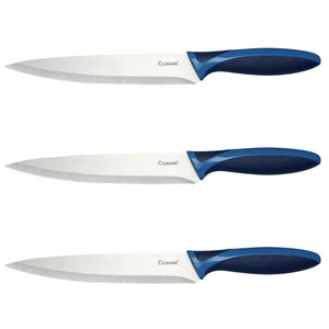 3Pc Set 19.5cm Culinare Stainless Steel Carving Knife With Blue Blade Cover - Picture 1 of 3