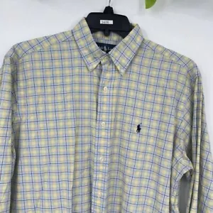 Polo Ralph Lauren Herren klassische Passform Medium gelb kariert Langarm Knopfleiste - Bild 1 von 7