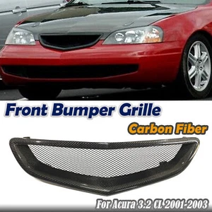 For Acura 3.2 CL 2001-2003 Carbon Fiber Front Bumper Hood Grille Grill Cover 1PC - Foto 1 di 10