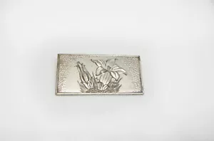 VINTAGE PIN BROOCH FLOWER FLORAL MOTIF COPPER SILVERPLATED - Picture 1 of 12