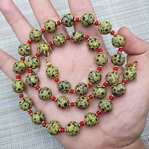 Collar estilo veneciano vintage ojos vidrio y corazón blanco veneciano cuentas vidrio - Imagen 1 de 17