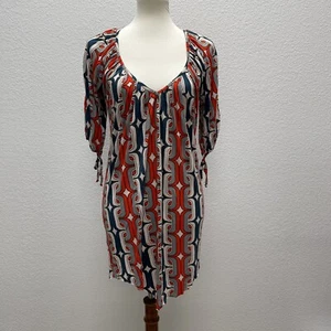 T-BAGS LOS ANGELES Women’s Small SEXY PLUNGING NECK PATTERNED 3/4 SLEEVE DRESS - Picture 1 of 6