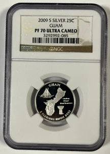 2009 S Proof Guam Silver Quarter NGC PF 70 Ultra Cameo - Picture 1 of 4