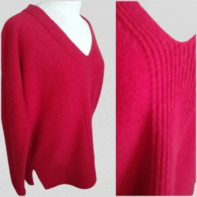 Suéter Jones NY Acanalado XL L/Grande Cuello en V Manga Larga Rojo Tejido Lana Viscosa  Foto 1 de 4