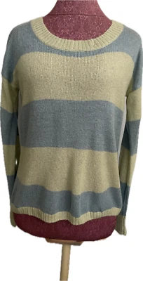 Kensie Women's Sweater Blue Striped Knit Top Hi Low Size M Retail $78 - Image 1 of 4