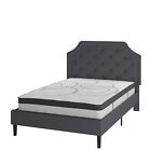 Flash Furniture Brighton Platform Bed In Dark Gray Fabric And Pocket Spring