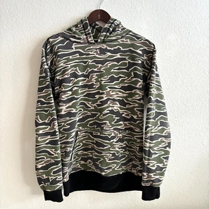 DOPE BOUGIE Men's Hoodie Camouflage Black Cuffs & Hem Kangaroo Pocket Large EUC - Picture 1 of 9