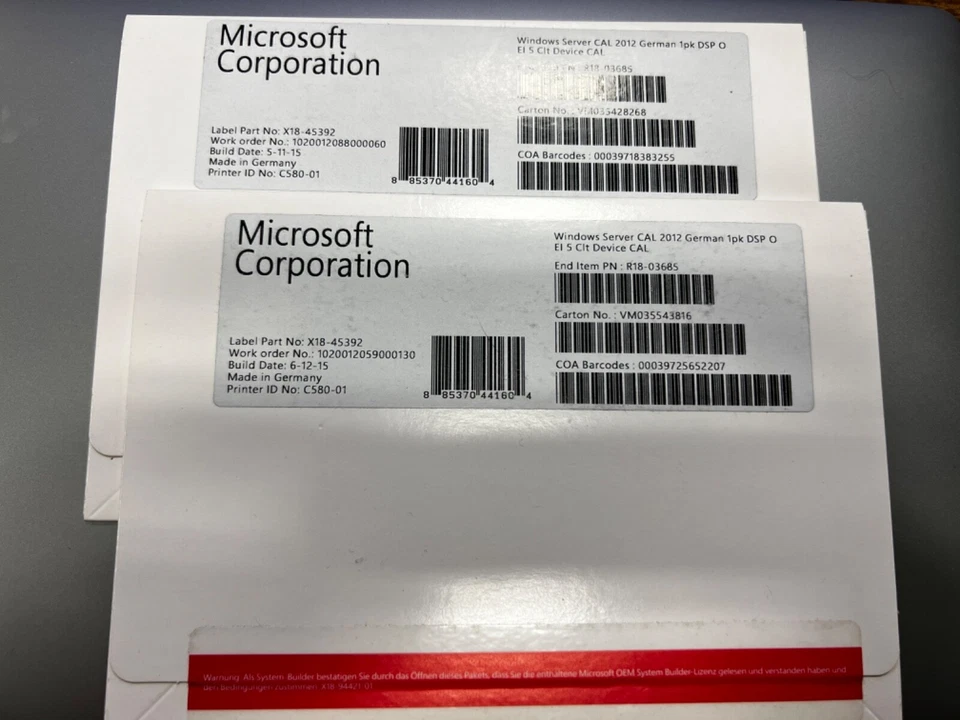 Microsoft Windows Server 2012 German CAL 10 User (2 x 5 CAL) - Bild 1 von 1