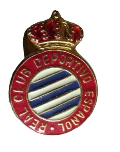 rEAL CLUB DEPORTIVO ESPANOL SPAIN SOCCER LOGO BUTTONHOLE JEWELRY VTG neocurio - Picture 1 of 4
