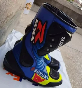 SUZUKI Botas de Motocicleta Cuero Genuino Moto Carreras Zapatos-6-7-8-9-10-11-12 - Imagen 1 de 2