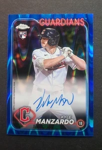 Actualización cromada Topps 2024 Kyle Manzardo refractor RayWave azul automático/150 radiocontrol - Imagen 1 de 2