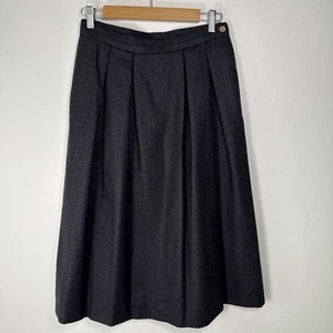 Vintage Stanley schwärzer Wolle Midirock Größe Unk (28" Taille) Plissee gefütterte Taschen - Bild 1 von 7