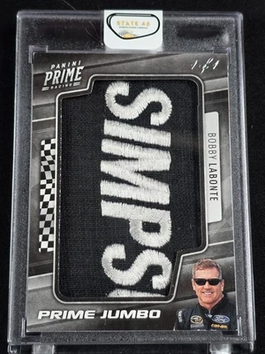 BOBBY LABONTE 2019 PRIME RACING JUMBO PATCH SIMPSON 1/1  NASCAR - Image 1 of 2