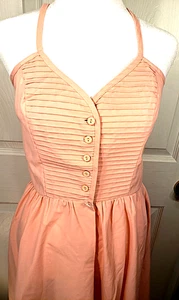 Vintage 60s Accordion Dress Fit & Flare Swing Dress Fitted Bust Orange Women's S - Picture 1 of 3