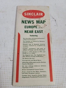 1940 SINCLAIR OIL NEWS MAP EUROPE AND THE NEAR EAST WWII MILITARY POSITIONS - Picture 1 of 2