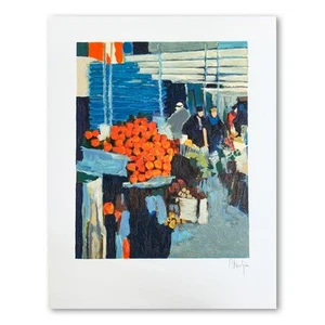 Claude Fauchere The Fruit Market Hand Signed Ltd. Ed. Serigraph on Paper, LOA - Picture 1 of 2