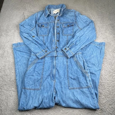 Женский джинсовый комбинезон Anthropologie Pilcro большой синий на пуговицах с длинным рукавом - Изображение 1 из 4