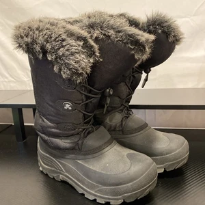 Kamik Snowgypsy3 Faux Fur Lined Winter Snow Boots Black Girls Youth Size 6 - Picture 1 of 7