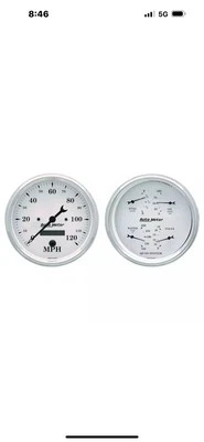 Autometer 5” Quad gauge set Old Tyme White electric speedometer - Image 1 of 3