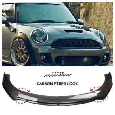 For Mini Cooper S R56 Countryman Front Bumper Lip Spoiler Splitter  Carbon Style Foto 1 de 4